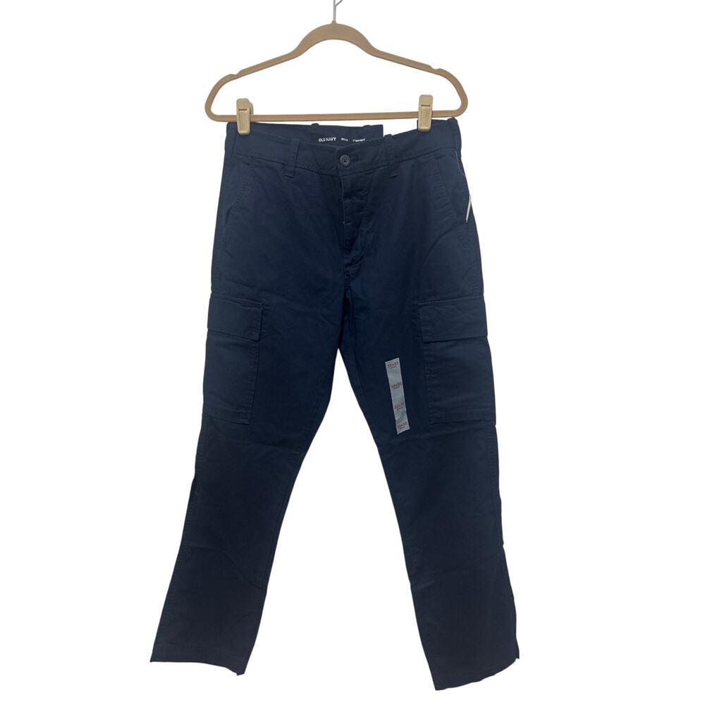Old Navy Men's Blue Straight 100% Cotton Oxford Casual Cargo Pants 32 X 32 NWT